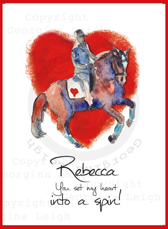 Dressage Horse Valentines Card Custom Name